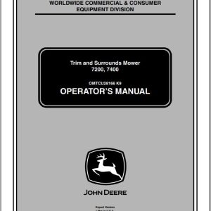 John Deere Trim & Surrounds Mower 7200 7400 SN 030001 020001 Operator's Manual