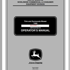 John Deere Trim & Surrounds Mower 7400 SN 010001 Operator's Manual