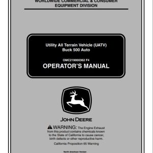John Deere Utility All Terrain Vehicle Buck 500 Auto Operator's Manual OMC219000362 F4