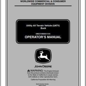 John Deere Utility All Terrain Vehicle UATV Buck Operator's Manual OMC219000314 E4