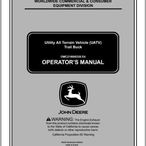 John Deere Utility All Terrain Vehicle UATV Trail Buck Operator's Manual OMC219000326 E4