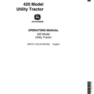 John Deere Utility Tractor 420 Operators Manual