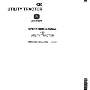 John Deere Utility Tractor 430 Operators Manual