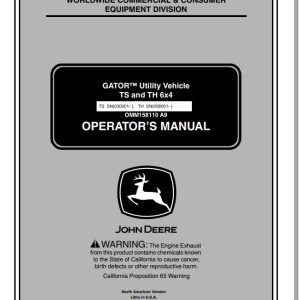 John Deere Utility Vehicle TS TH 6x4 Operator's Manual OMM158110 A9 2009