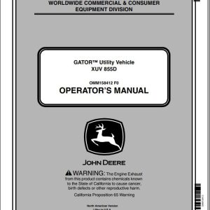 John Deere Utility Vehicle XUV 855D Operator's Manual OMM158412 F0 2010