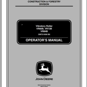 John Deere Vibratory Roller VR66B VR73B VR84B Operator's Manual OMT214500 B5 2005