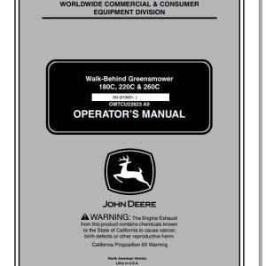 John Deere Walk-Behind Greensmower 180C 220C 260C Operator's Manual OMTCU22823 A9 2009