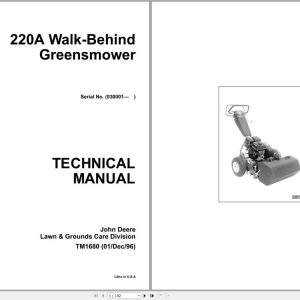 John Deere Walk-Behind Greensmower 220A Technical Manual TM1680