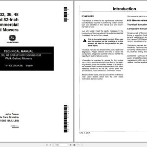 John Deere Walk-Behind Mowers 32 36 48 52-Inch Technical Manual TM1305