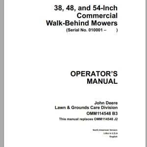 John Deere Walk-Behind Mowers 38 48 54-Inch SN 010001 Operator's Manual OMM114548 B3