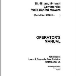 John Deere Walk-Behind Mowers 38 48 54-Inch SN 050001 Operator's Manual OMM124224 J5