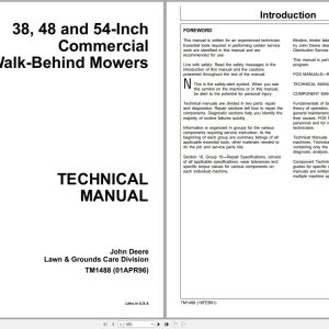 John Deere Walk-Behind Mowers 38 48 54-Inch Technical Manual TM1488