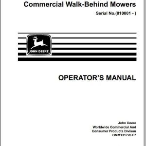 John Deere Walk-Behind Mowers HD45 HD75 SN 010001 Operator's Manual OMM131726 F7