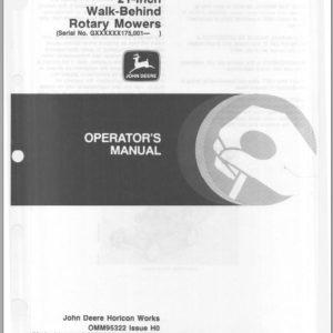 John Deere Walk-Behind Rotary Mower 12SB - 14SE 21 Inch Operator's Manual OMM95322 H0