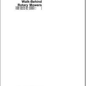 John Deere Walk-Behind Rotary Mower 14SB 14SE 21 Inch Operator's Manual OMM118170 K2