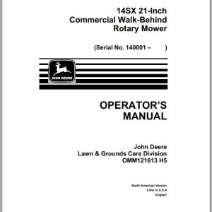 John Deere Walk-Behind Rotary Mower 14SX 21 Inch Operator's Manual OMM121613 H5