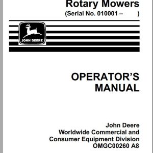 John Deere Walk-Behind Rotary Mower JA60 JA62 21 Inch Operator's Manual OMGC00260 A8