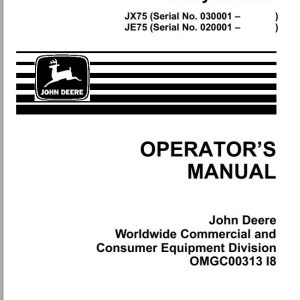 John Deere Walk-Behind Rotary Mower JX75 JE75 21 Inch Operator's Manual OMGC00313 I8