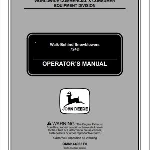 John Deere Walk-Behind Snowblowers 724D Operator's Manual OMM144062 F0