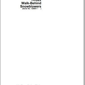 John Deere Walk-Behind Snowblowers TRS22 SN 120001 Operator's Manual OMM117853 G2
