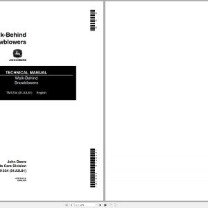 John Deere Walk-Behind Snowblowers Technical Manual TM1234