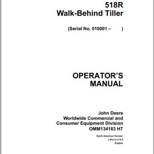 John Deere Walk-Behind Tiller 518R SN 010001 Operator's Manual OMM134183 H7