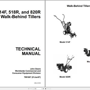 John Deere Walk-Behind Tillers 314F 518R 820R Technical Manual TM1687