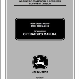 John Deere Walk Greens Mower 180C 220C 260C Operator's Manual OMTCU28063 K9 2009