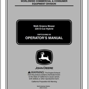 John Deere Walk Greens Mower 220 E-Cut Hybrid SN 010001 Operator's Manual 2009