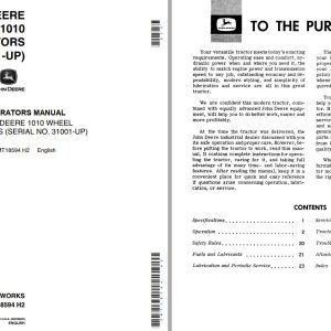 John Deere Wheel Tractors 1010 Operators Manual EN ES