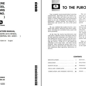 John Deere Wheel Tractors 2010 Operators Manual