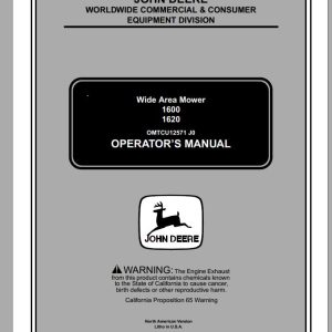 John Deere Wide Area Mower 1600 1620 Operator's Manual OMTCU12571 J0