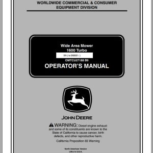 John Deere Wide Area Mower 1600 Turbo SN 050001 Operator's Manual OMTCU27188 B9 2009