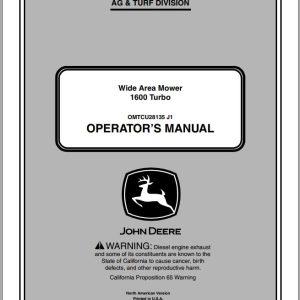 John Deere Wide Area Mower 1600 Turbo SN 090001 Operator's Manual OMTCU28135 J1 2011