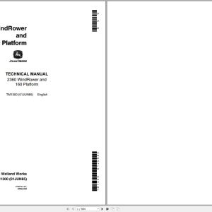 John Deere WindRower & Platform 2360 160 Technical Manual TM1300