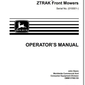John Deere Z-Trak 48 54 60 Inch Side Discharge Mowers Operator's Manual OMM137692 E8