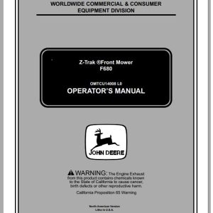 John Deere Z-Trak Front Mower F680 SN 020001 Operator's Manual OMTCU14008 L0