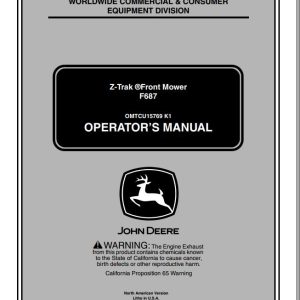 John Deere Z-Trak Front Mower F687 SN 010001 Operator's Manual OMTCU15769 K1