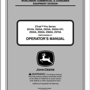 John Deere Z-Trak Pro Series Z910A - Z970A SN 020001 Operator's Manual