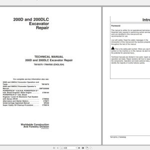 John Deere 200D, 200DLC Excavators Repair Manual