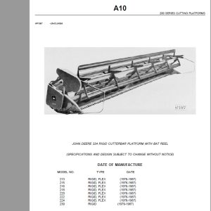 John Deere 224 RIGID CUTTERBAR PLATFORM WITH BAT REEL parts catalog