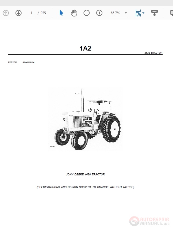 John Deere 4430 Tractor Parts Manual Texas Manuals