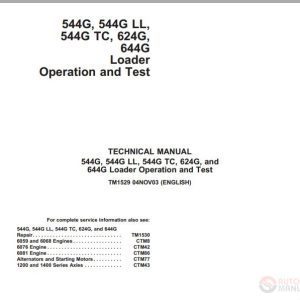 John Deere 544G, 544G LL, 544G TC, 624G, 644G Loader Operation and Test