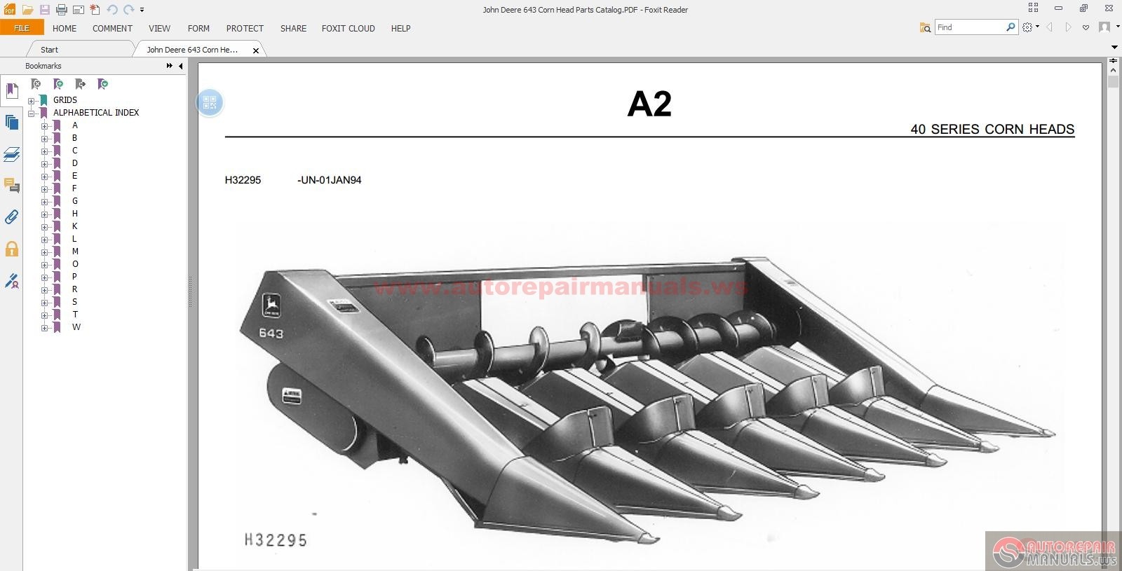 John Deere 643 Corn Head Parts Catalog