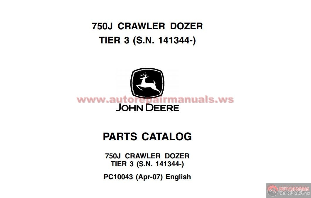 John Deere 700J Crawler Dozer Tier 3 Parts Catalog