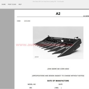 John Deere 893 Corn Head Parts Catalog