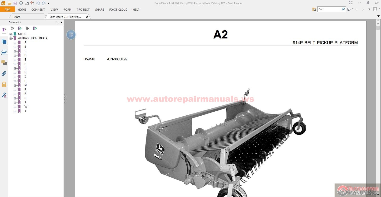 John Deere 914P Belt Pickup With Platform Parts Catalog