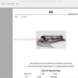 John Deere 924 Flex Cutterbar Platform With Pickup Reel Parts Catalog