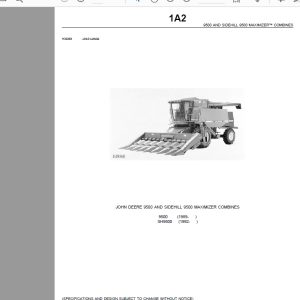 John Deere 9500 AND SIDEHILL 9500 MAXIMIZER COMBINES Parts Catalog