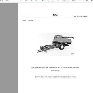 John Deere 9501 PULL-TYPE COMBINE WITH BELT PICKUP AND PICKUP PLATFORM Parts Catalog